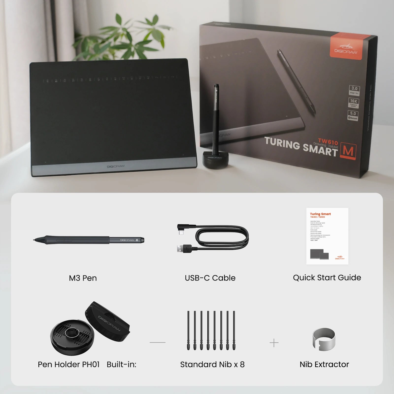 DIGIDRAW-DIGIDRAW Turing Smart M TW610 Graphics Tablet with Bluetooth