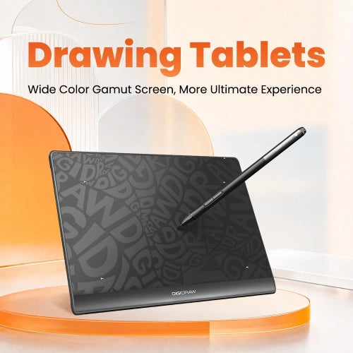 DIGIDRAW drawing tablet feature banner highlighting portable design and effortless recording.