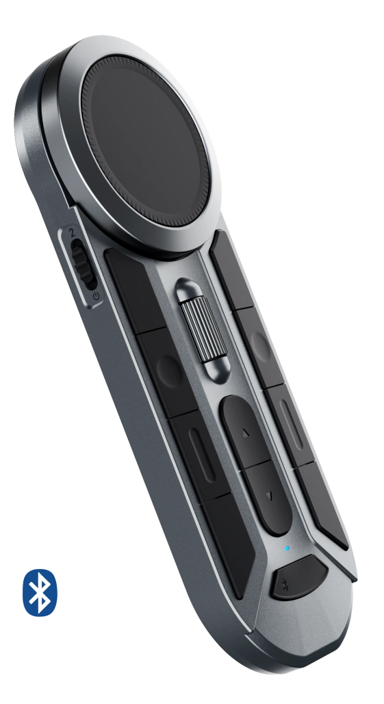 DIGIDRAW Turing 14 D1401 K30 Bluetooth 5.0 wireless remote controller featuring a large circular dial, central scroll wheel, and customizable shortcut buttons for creative workflow.