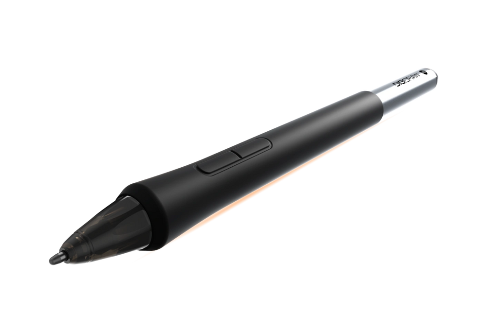 DIGIDRAW Turing 14 D1401 Magic Pen 5.0 battery-free digital stylus close-up showing the ergonomic grip and dual programmable side buttons.