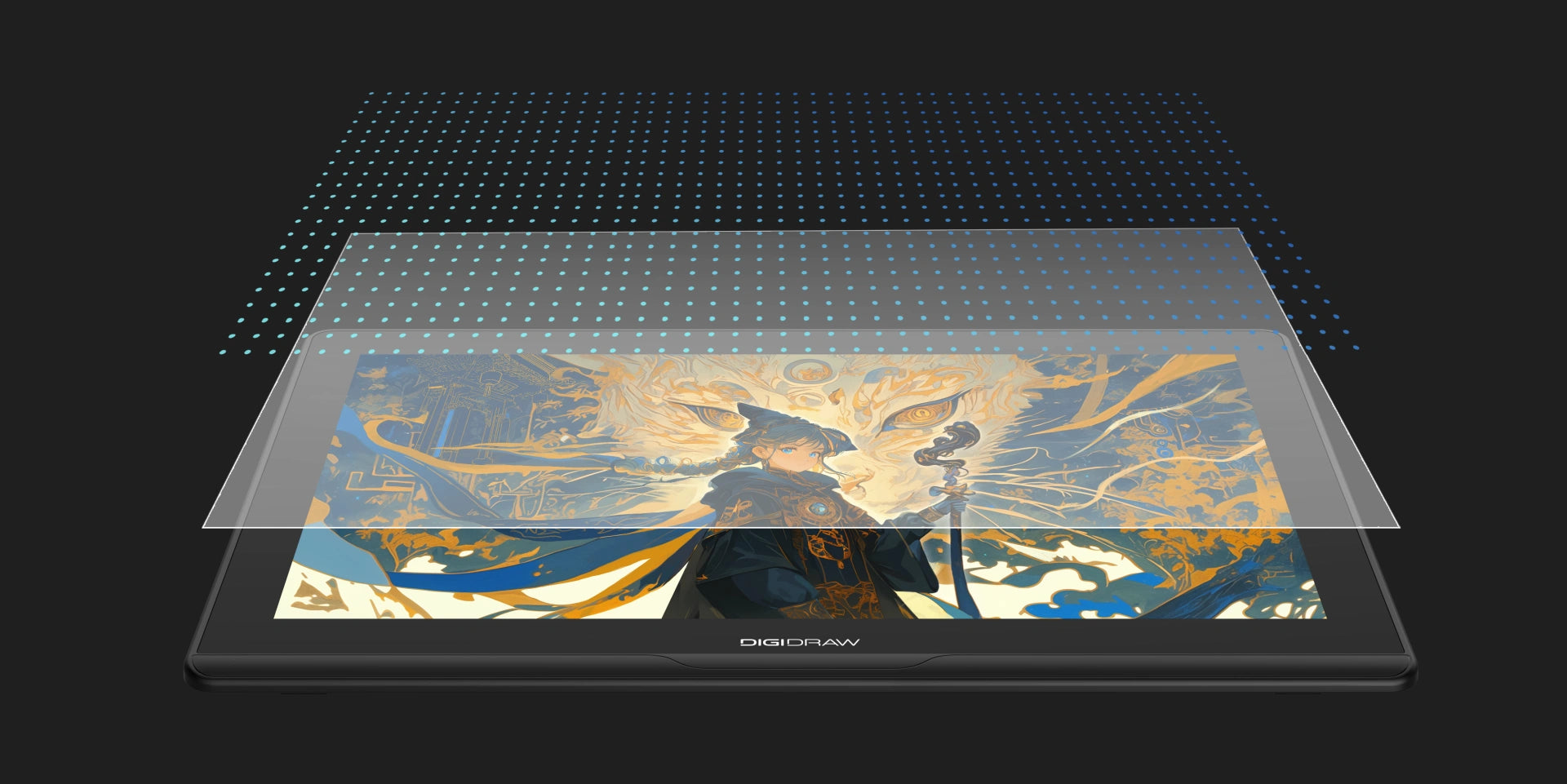 DIGIDRAW Turing 14 D1401 Paper-like 3.0 screen technology featuring full lamination with anti-glare (AG) and anti-fingerprint (AF) coatings for a realistic drawing experience.