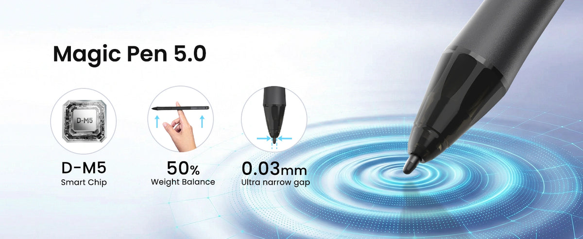 DIGIDRAW Turing 14 Magic Pen 5.0 D-M5 stylus pen with 16384 pressure levels, 50% wear resistance, and 0.03mm accuracy for precise drawing