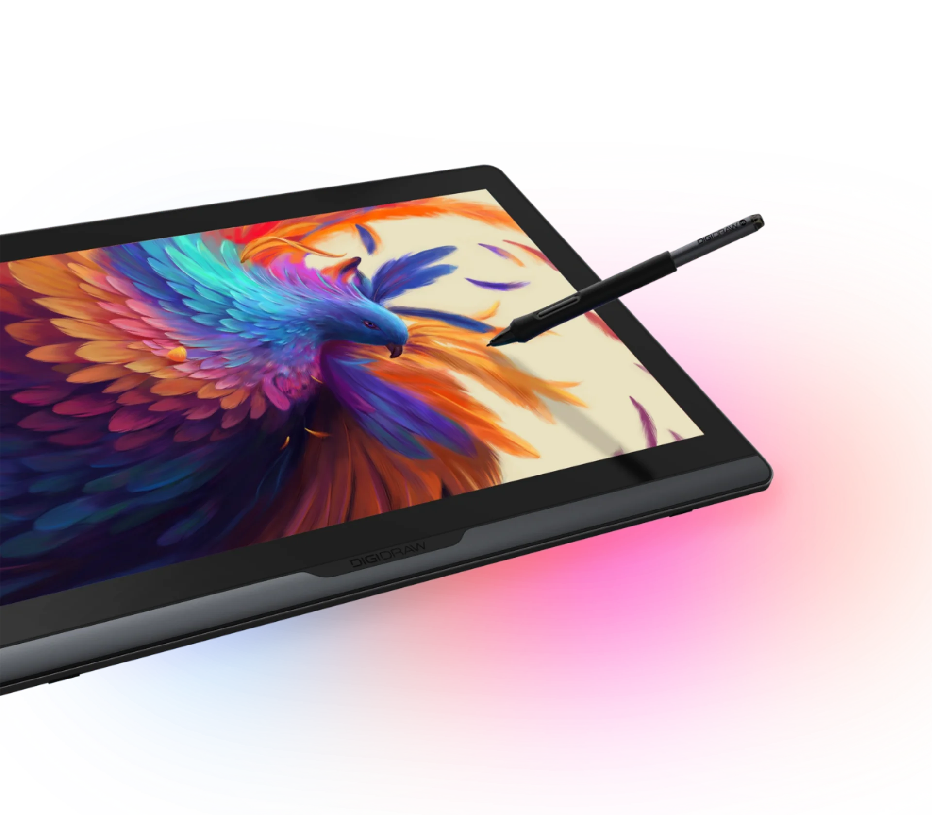 DIGIDRAW Turing 19 Pro D1901T 18.4-inch 4K IPS display closeup with vivid colors and Magic Pen 5.0 for life-like digital painting.
