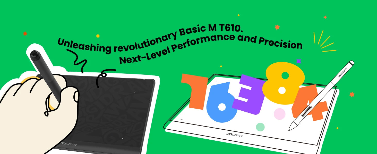 DIGIDRAW Turing Basic M T610 advanced drawing features with 16384 pressure sensitivity levels and excellent tilt recognition