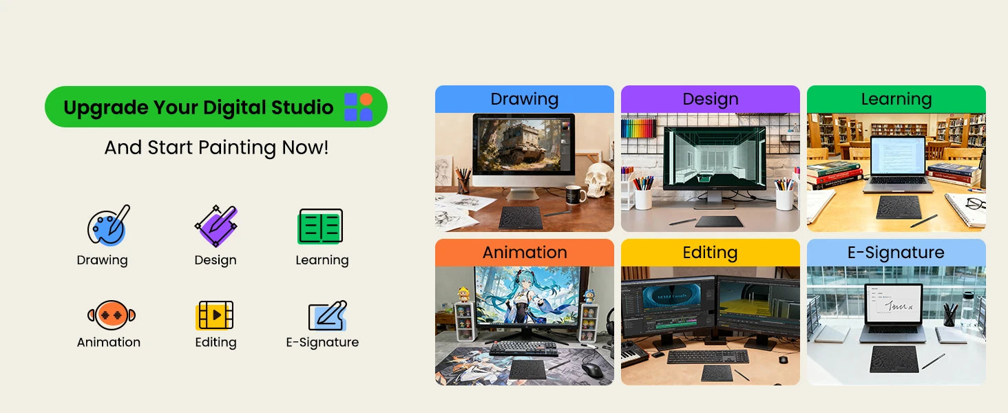 DIGIDRAW Turing Basic S T410 digital studio applications including drawing, sketching, animation, and e-signature editing