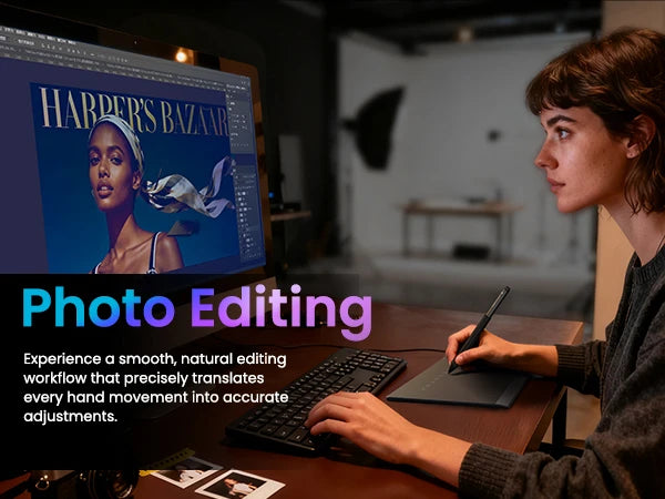 DIGIDRAW Turing Smart S TW410 enhances photo editing workflows, accurately translating hand movements into precise adjustments for professional retouching
