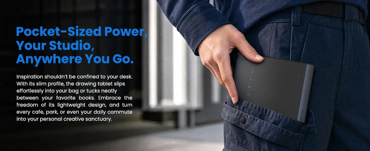 DIGIDRAW Turing Smart S TW410 pocket-sized and lightweight drawing tablet, easily slipping into your bag or pocket, turning any place into your creative sanctuary.